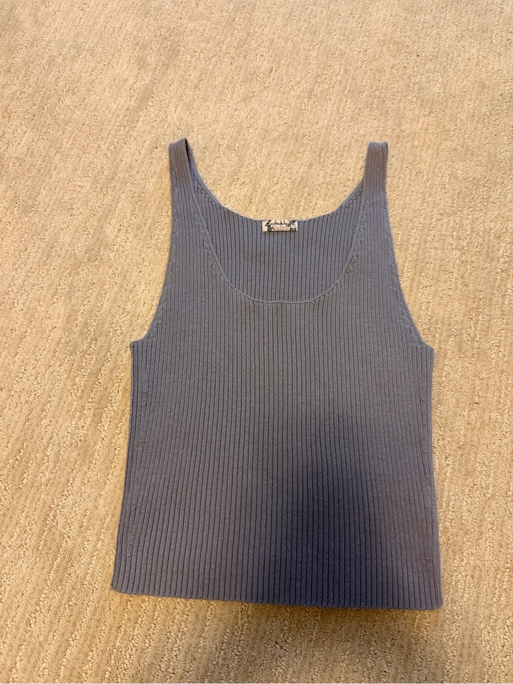 Free People Ribbed Scoop Neck Sweater Tank Top - Blue